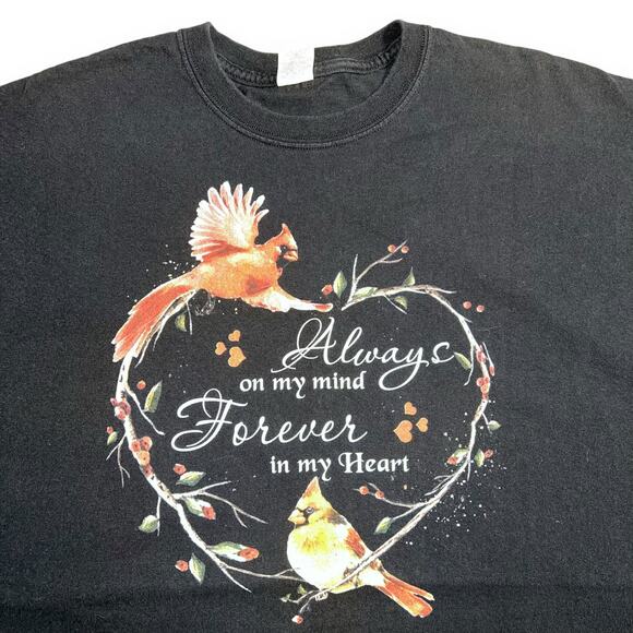 Womens Cardinal T Shirt Top Always on my mind Forever in my Heart Black 2XL - Picture 2 of 6